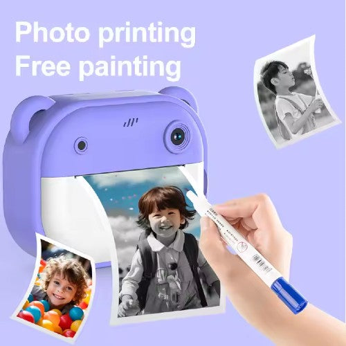 Aparat de Fotografiat AT PERFORMANCE® pentru Copii - Functie Imprimare, Ecran IPS 2,4 inch, Selfie, Video 1080P, Jocuri, Difuzor, Rame Personalizate, Baterie 1200 mAh, Cadou Perfect pentru Crăciun sau Zi de Naștere - Roz